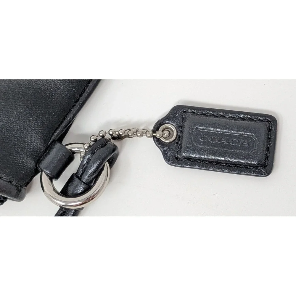 Coach Amanda Satin Wristlet Clutch Purse Wallet Small Black Silver